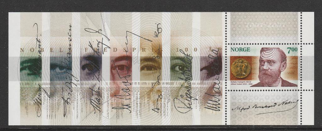 Noorwegen blok 100 Jaar Alfred Nobel (2001)., Verzenden, Noorwegen, Postfris