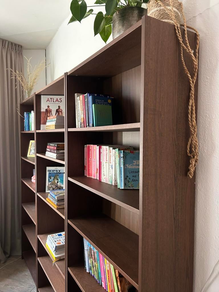 3x BILLY Boekenkast, bruin walnootpatroon - prijs per stuk, Huis en Inrichting, Ophalen, Met plank(en), Gebruikt, 200 cm of meer