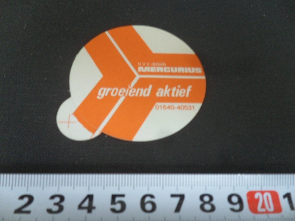sticker N.V.V. Bond MERCURIUS groeiend aktief 01640-40531, Verzamelen, Ophalen of Verzenden, Zo goed als nieuw