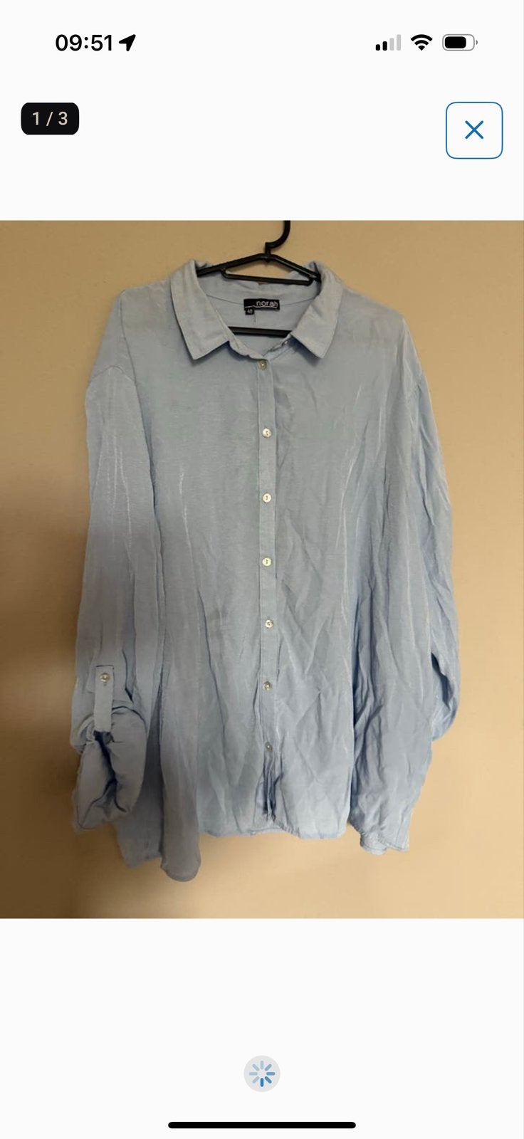 Norah Lichtblauwe Blouse Maat 48, Ophalen of Verzenden, Zo goed als nieuw, Maat 46/48 (XL) of groter, Blauw