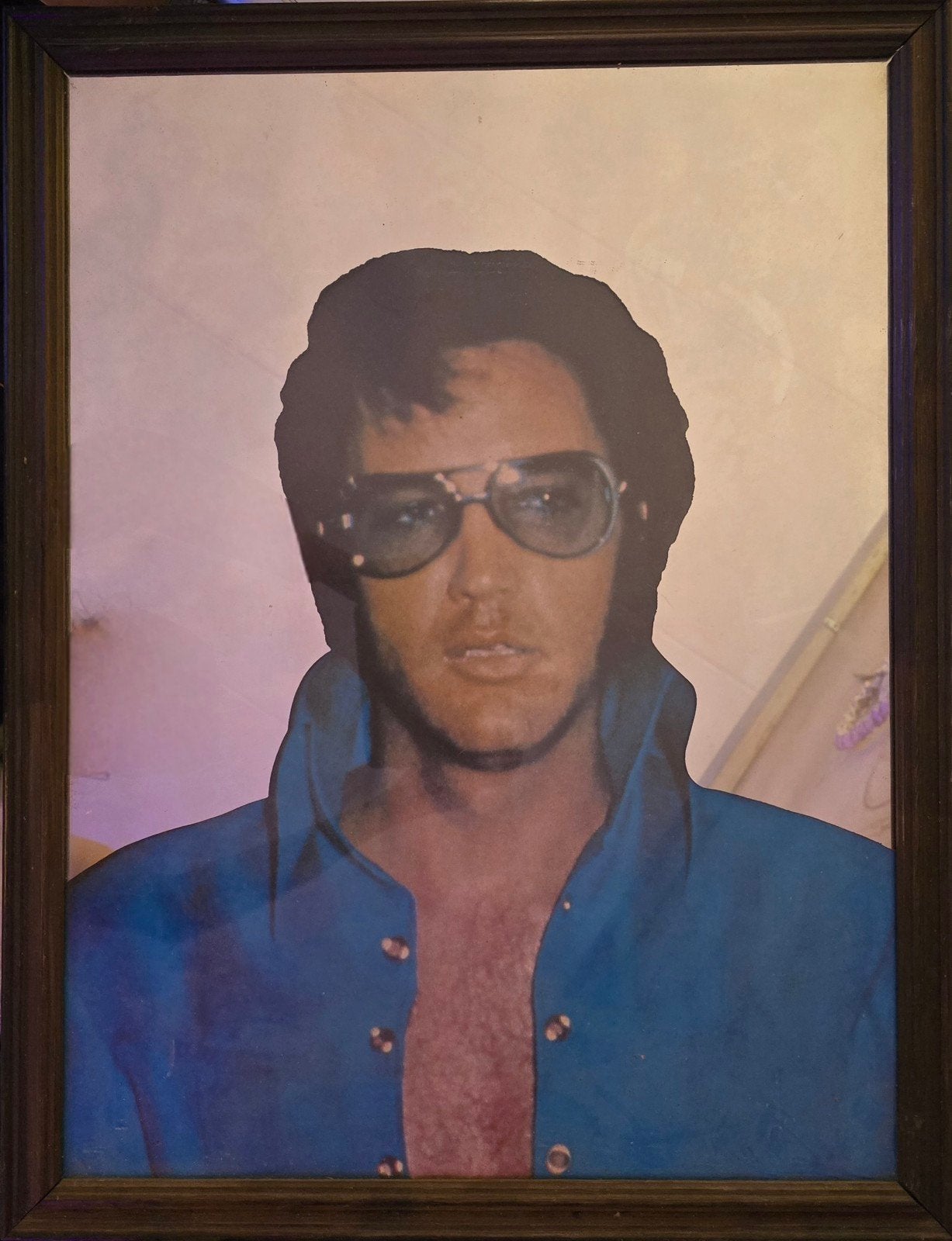 Elvis Presley portret in spiegel, 50 – 75, Gebruikt, Overige typen, Ophalen of Verzenden