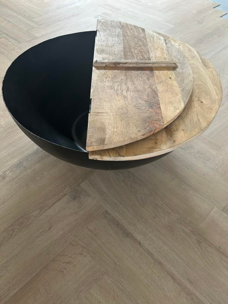 Mango houten bijzettafel met opbergruimte, Ophalen, Minder dan 45 cm, Minder dan 55 cm, Gebruikt