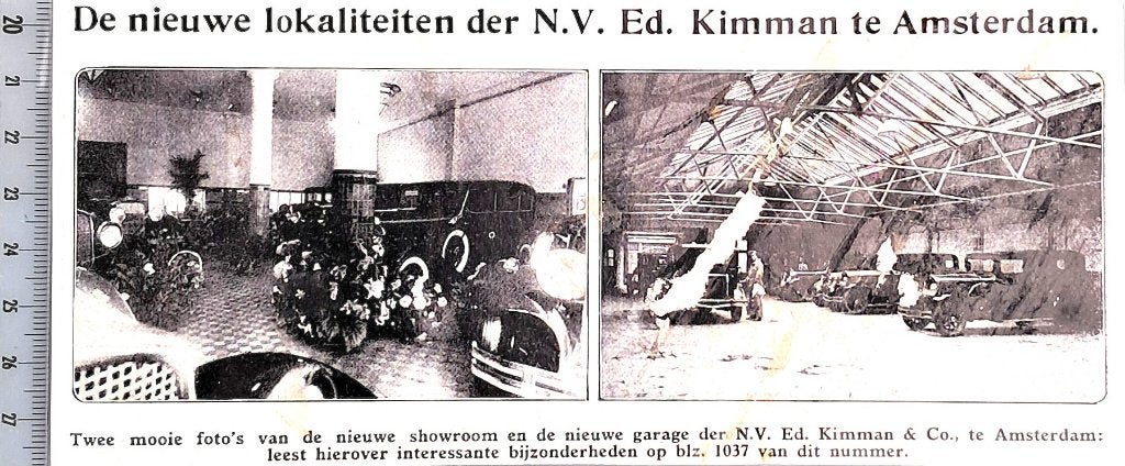Amsterdam 1931: nieuwe showroom en garage NV Ed. Kimman, Verzenden, Voor 1940, Gebruikt, Overige onderwerpen