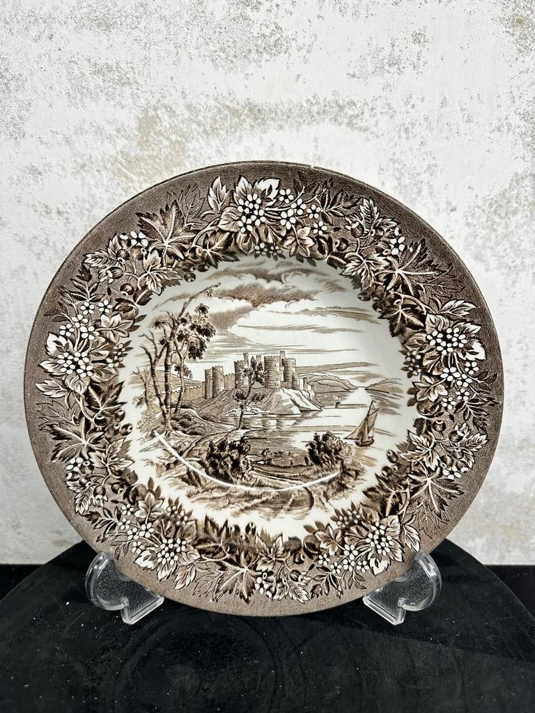 Vintage Staffordshire Transferware Bord - Kasteel Scène, Ophalen of Verzenden