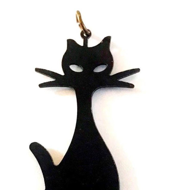 Prachtige grote zwarte Kat / Poes ketting hanger, Verzenden, Zo goed als nieuw, Zwart, Overige materialen