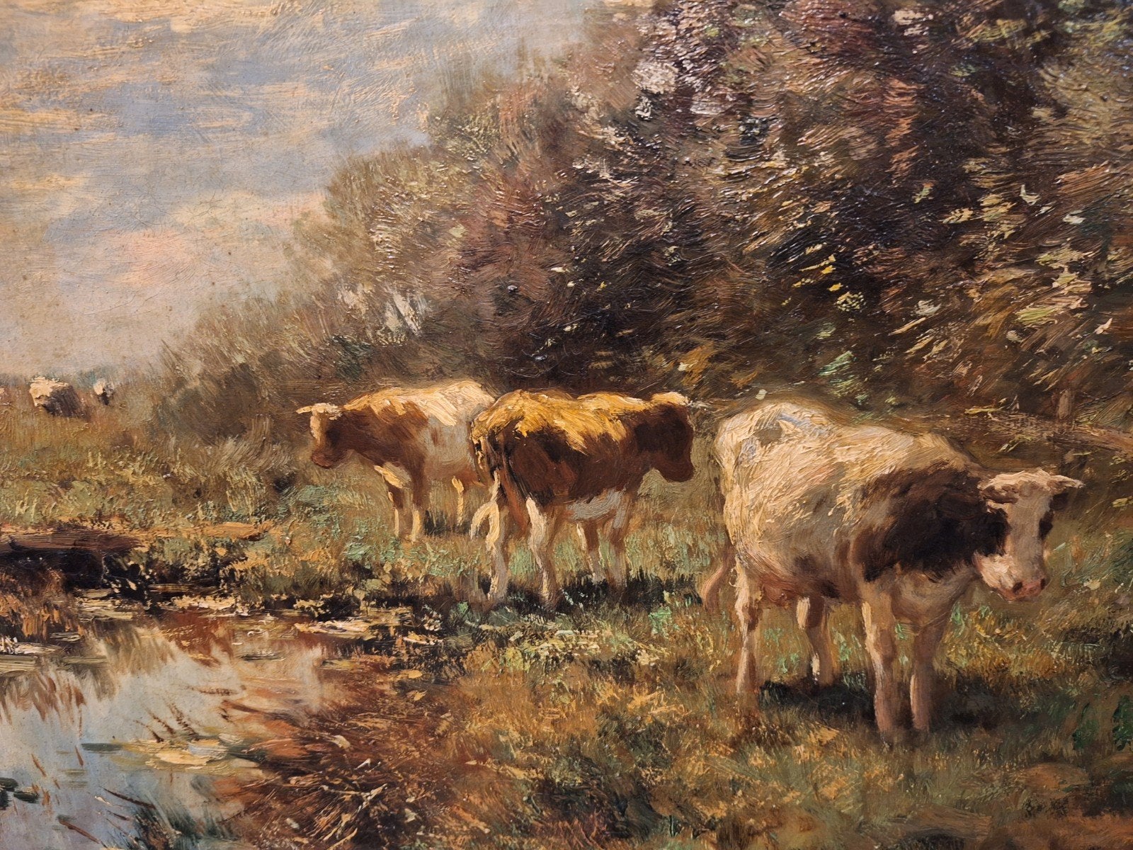 Schilderij Haagse Koeien van Cornelis Bouter, Nederlandse school, Doek, Dieren, Olieverf