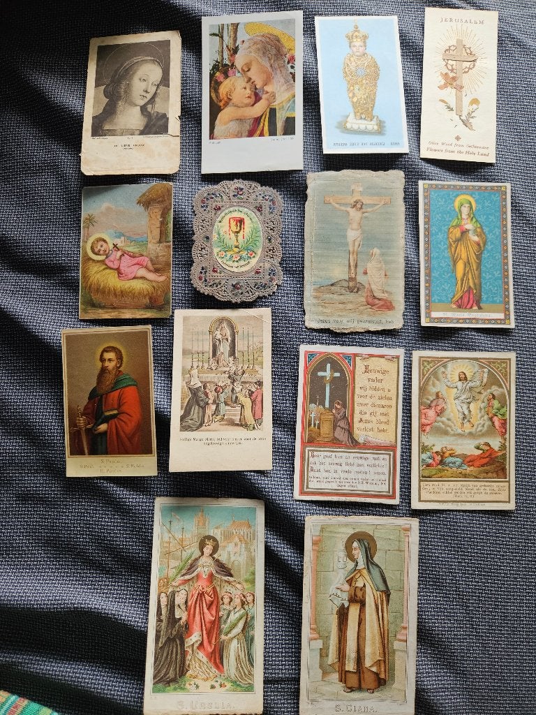 Devotieprentjes of bidprentjes 14 stuks oud, Verzenden, Bidprentje