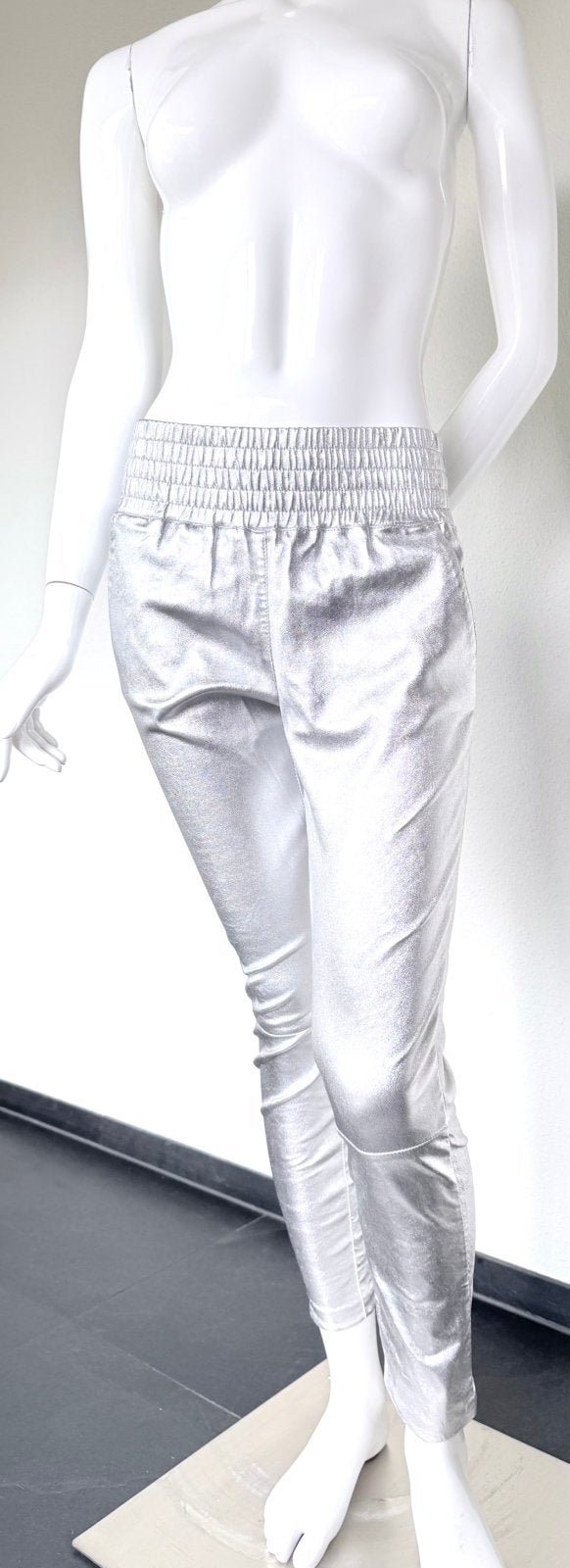 IBANA LEREN BROEK, ZILVER, MAAT S (NEW €499,95) NIEUW💖💖💖, Nieuw, Ophalen of Verzenden, Maat 36 (S), Lang