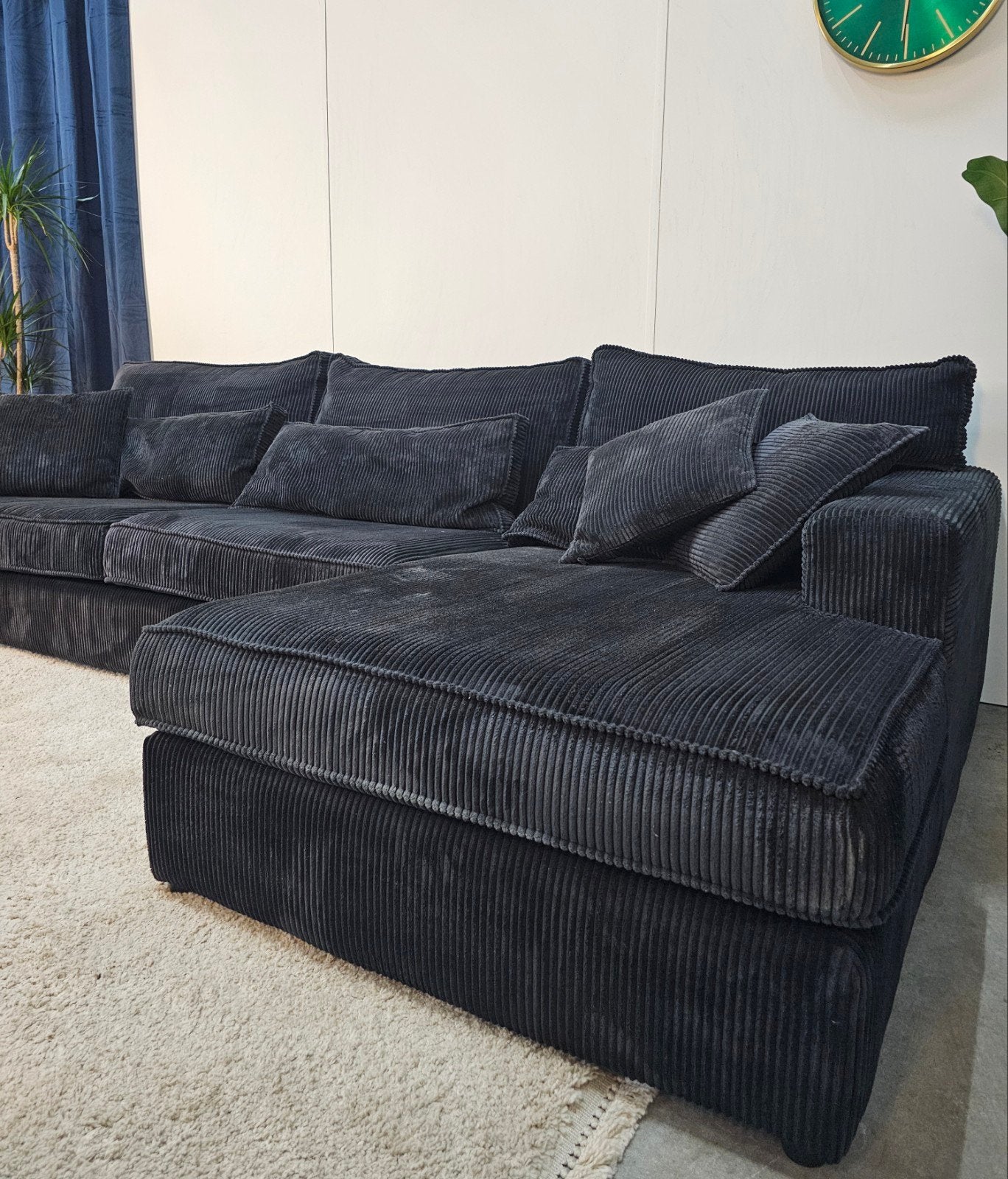 Ribstof Hoekbank Zwart - Professioneel Gereinigd, Ophalen of Verzenden, Tweelingenlaan 106, Stof, Nijhof Brothers Furniture