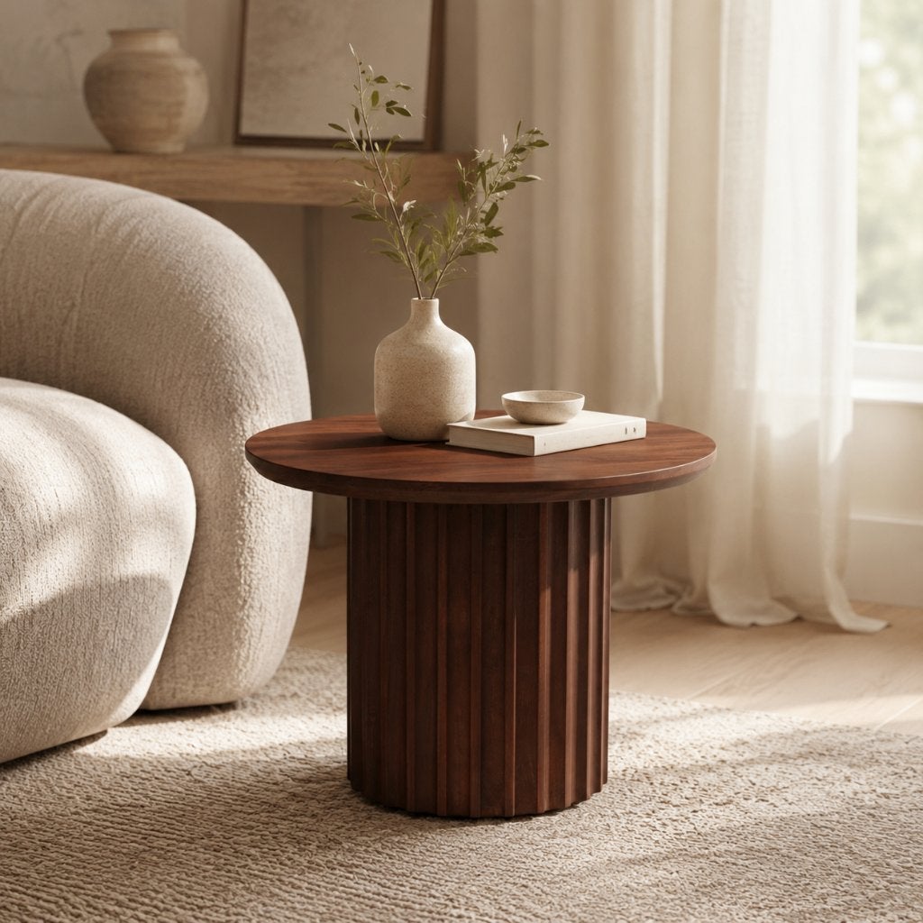 Raw Materials salontafel bruin Ø 55 cm, Overige materialen, 50 tot 100 cm, Japandi, tijdloos, hotel chique, naturel, Rond