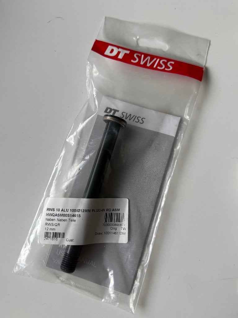 DT Swiss RWS 10 ALU 100MM Ø12 steekas, Fietsen en Brommers, Ophalen of Verzenden, Zo goed als nieuw, Aluminium, DT-Swiss
