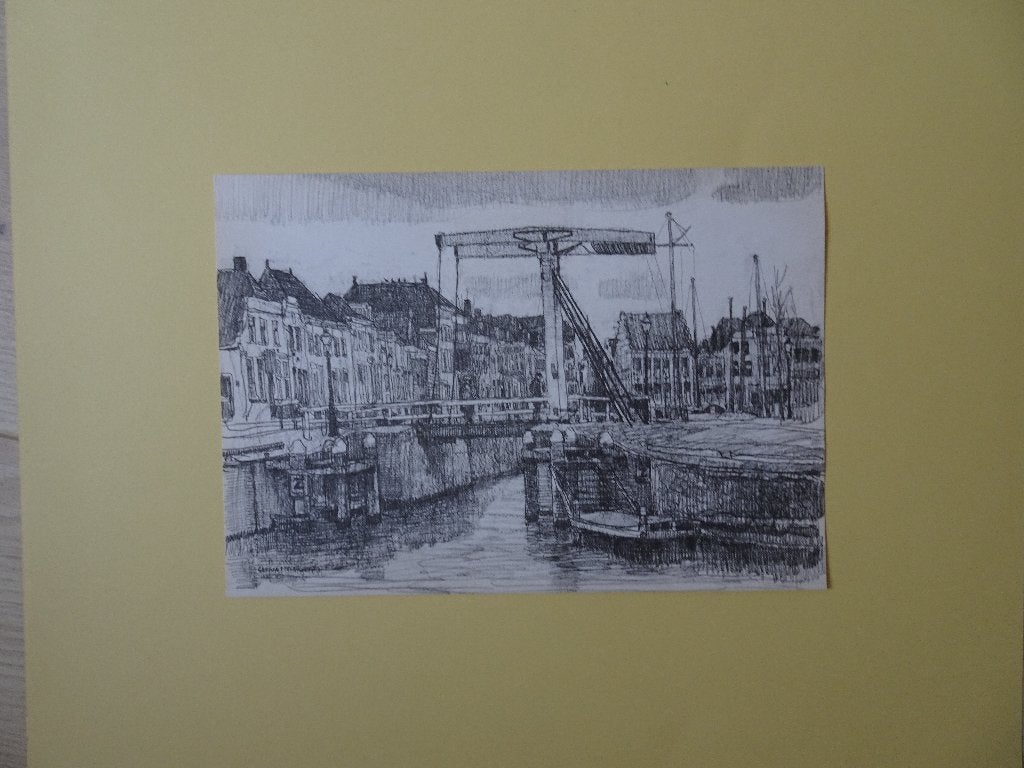 Litho St. Maartensbrug Goes en haven, Gerard Menken 1983, Antiek en Kunst, Kunst | Litho's en Zeefdrukken, Origineel, Verzenden