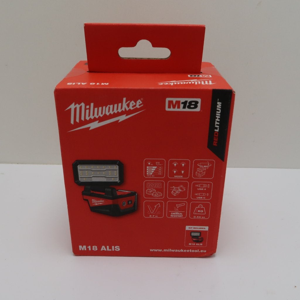 Milwaukee M18 ALIS-0 18V Li-Ion Service Lamp | Nieuw, Milwaukee, Gebruikt, Support@milwaukee.com, Milwaukee Electric Tool Corporation, 13135 W. 
Lisbon Road, Brookfield, WI 53005
USA