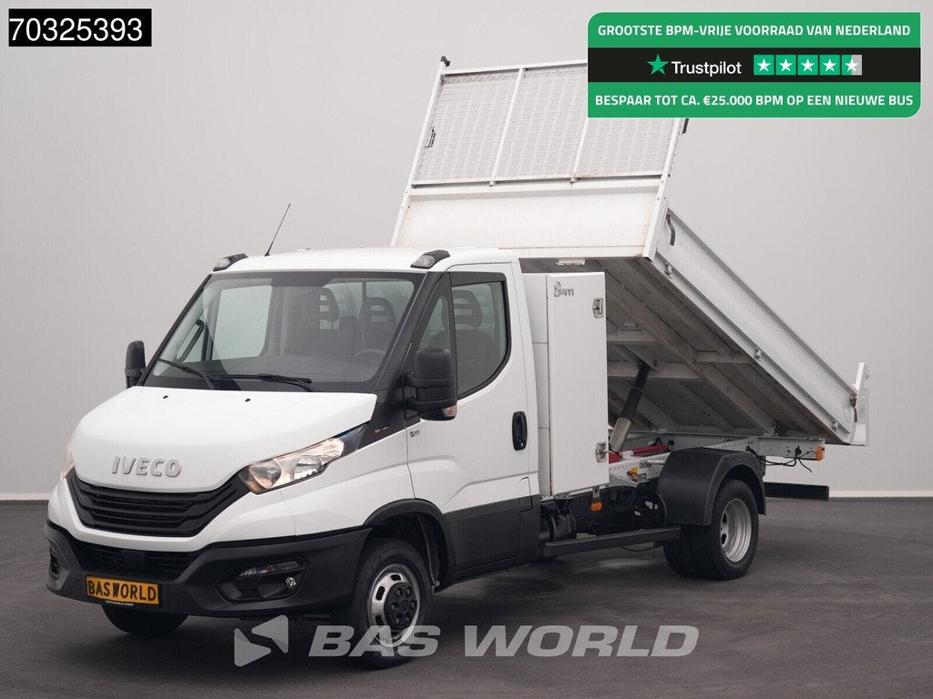 Iveco Daily 35C16 3.0L Kipper met Kist Dubbellucht 3,5t Trek, Auto's, Bestelauto's, Stof, Gebruikt, Euro 6, 4 cilinders