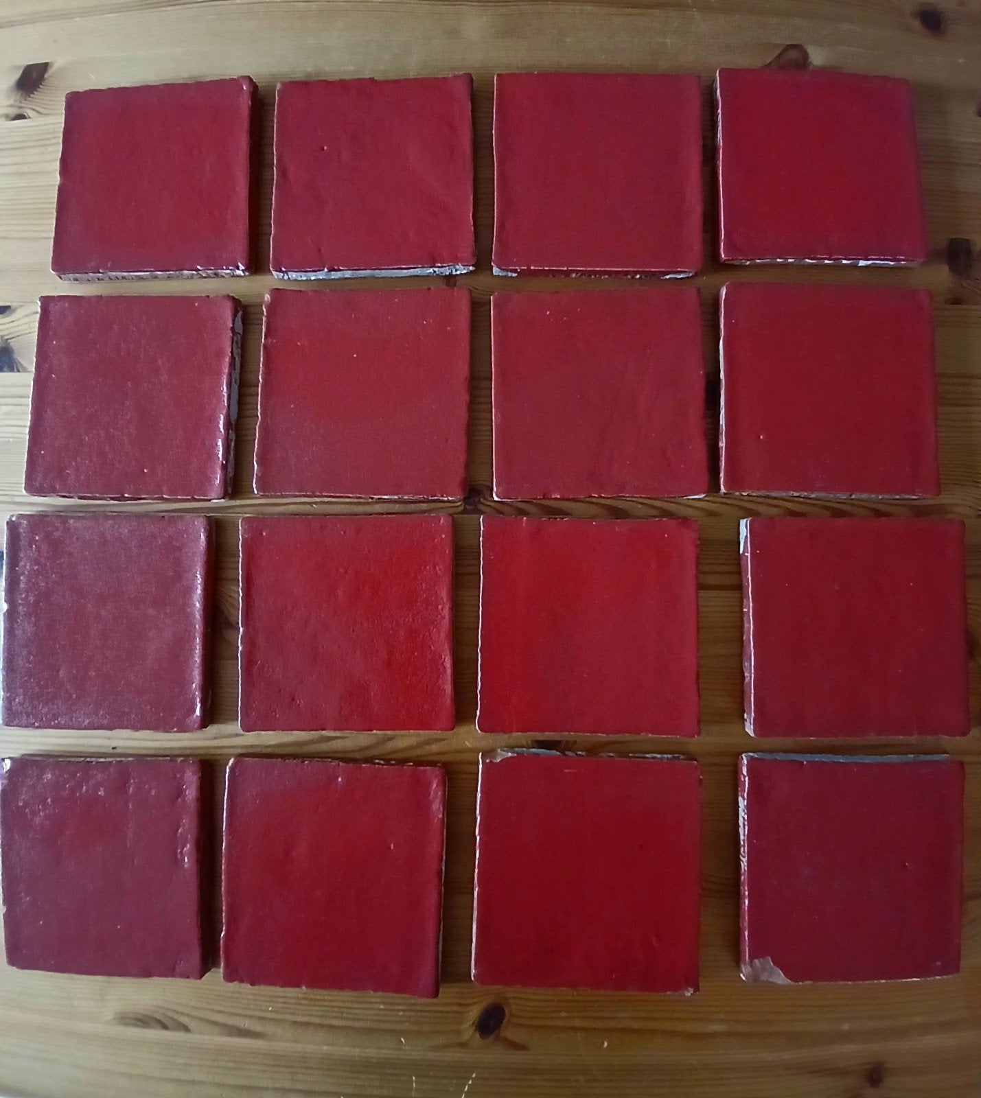 Handgevormde Spaanse tegels ossenbloedrood  10 x 10 cm, Ophalen