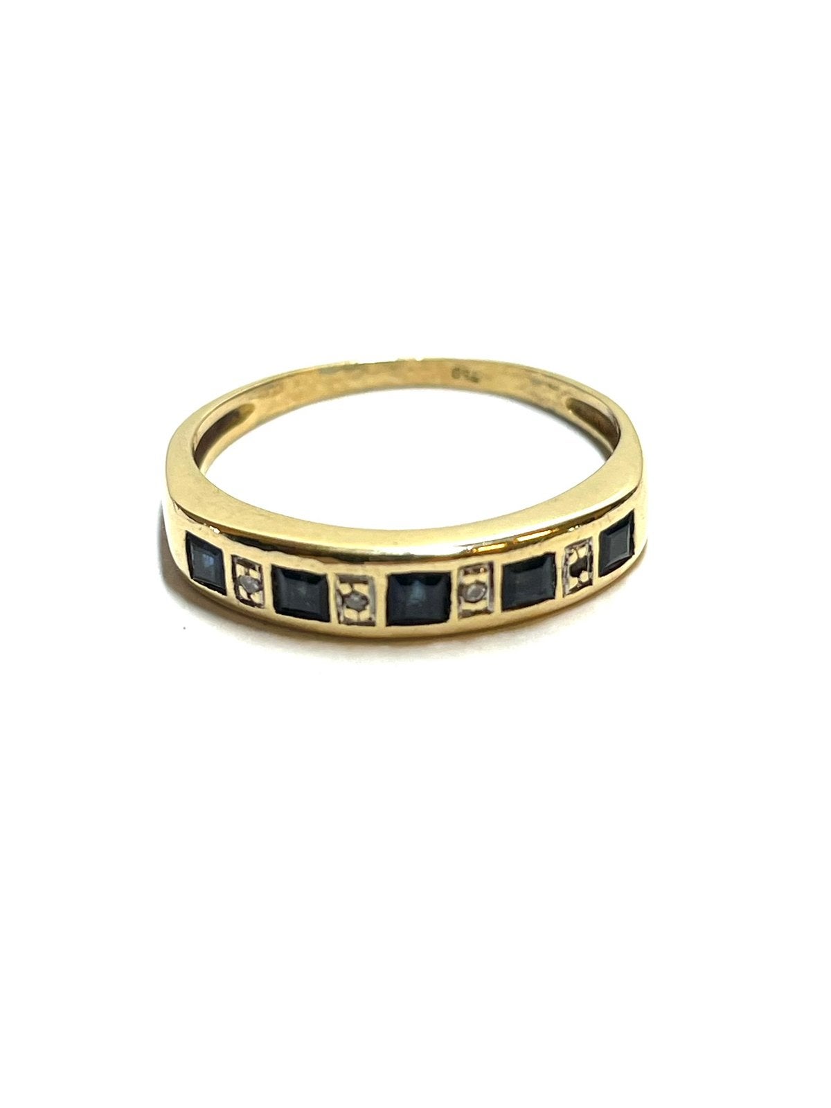 14k gouden ring met saffier en diamant, -, -, Ophalen of Verzenden, Zo goed als nieuw