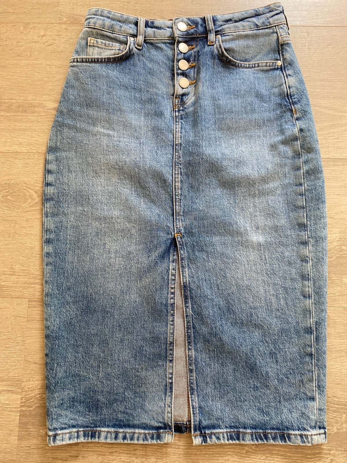 Blauwe spijkerrok met knoopsluiting - Maat XS, Blauw, Ophalen of Verzenden, Zo goed als nieuw, Maat 34 (XS) of kleiner