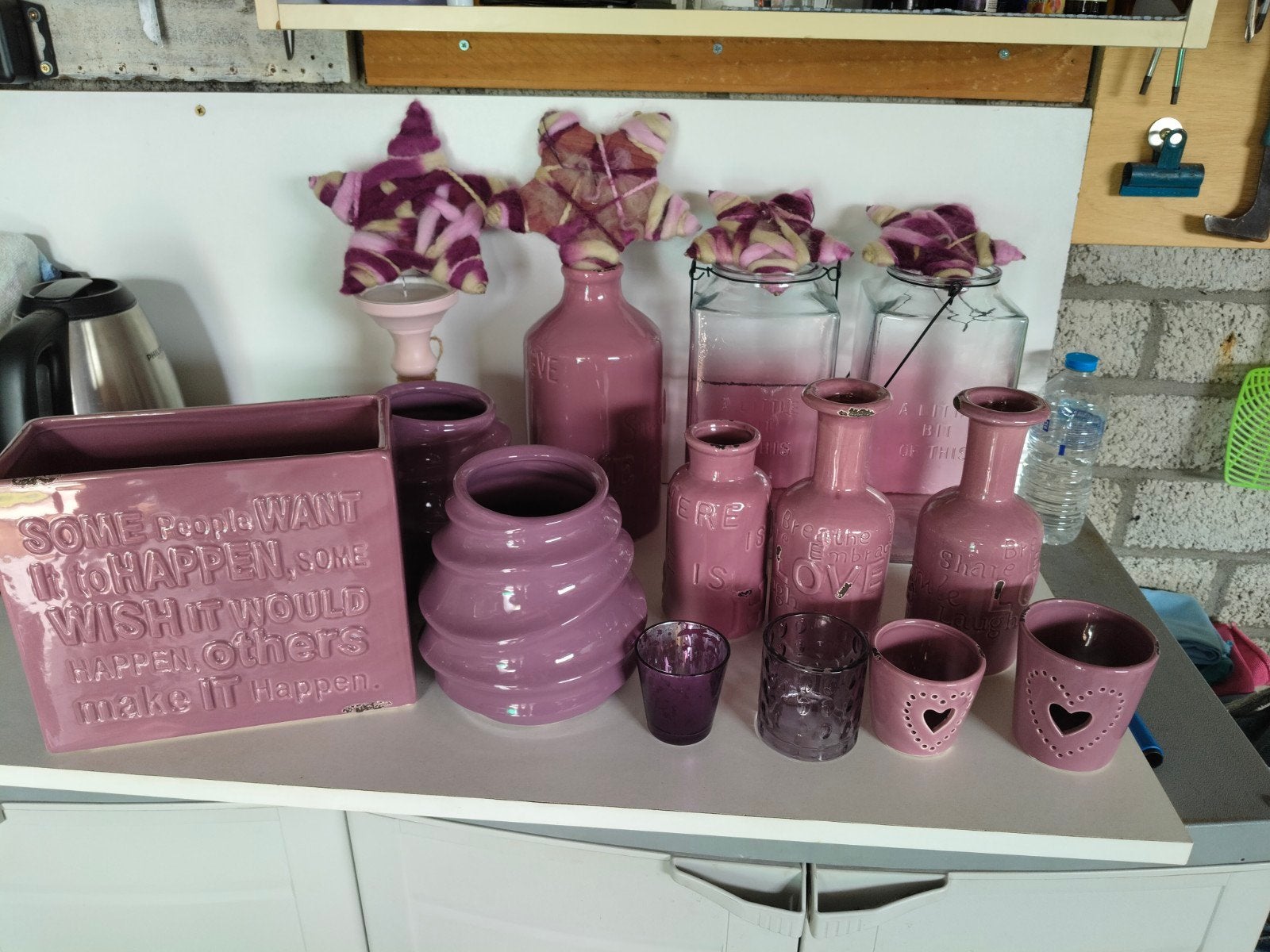 Diverse roze decoratie, Gebruikt, Overige stijlen, Ophalen of Verzenden, Paars