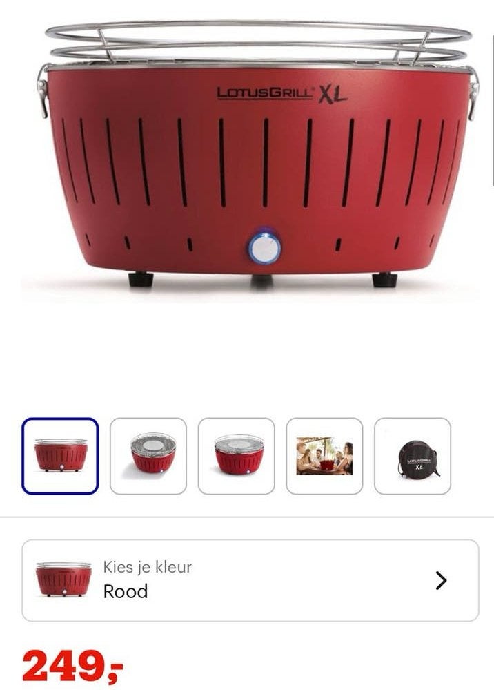LotusGrill XL Houtskoolbarbecue - Draagbaar, Ophalen, Gebruikt, Met accessoires