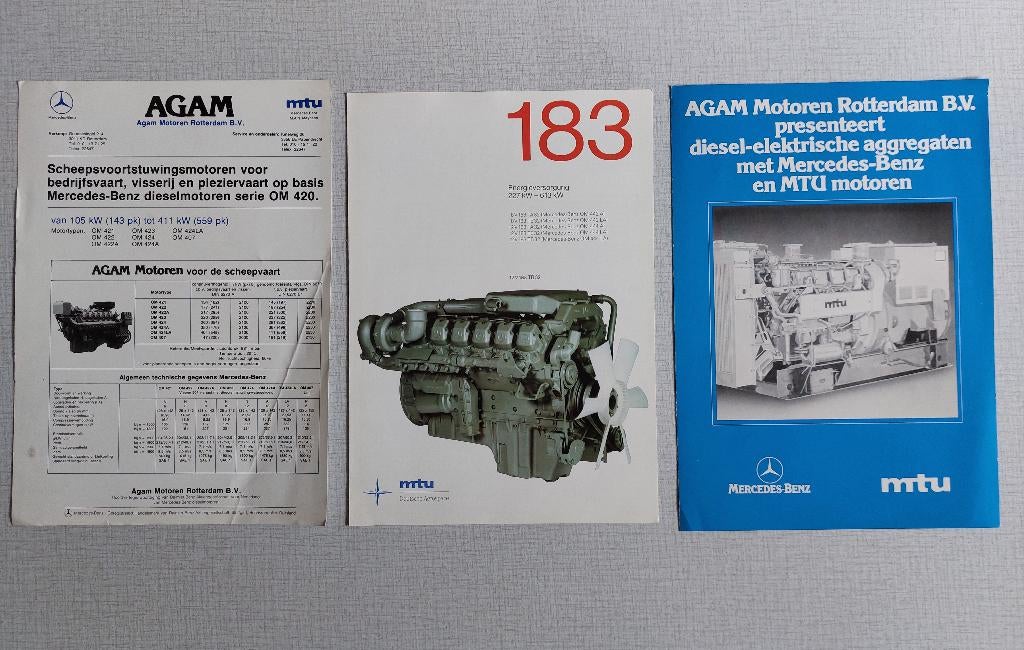 Brochure Folder MTU / Mercedes-Benz Scheepsmotoren AGAM, Ophalen of Verzenden, Gebruikt, Boek of Tijdschrift