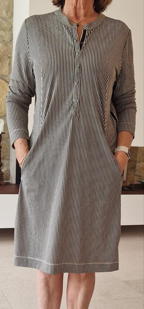 Jurk Sylver zwart creme gestreept, Kleding | Dames, Ophalen of Verzenden, Zo goed als nieuw, Maat 38/40 (M), Zwart