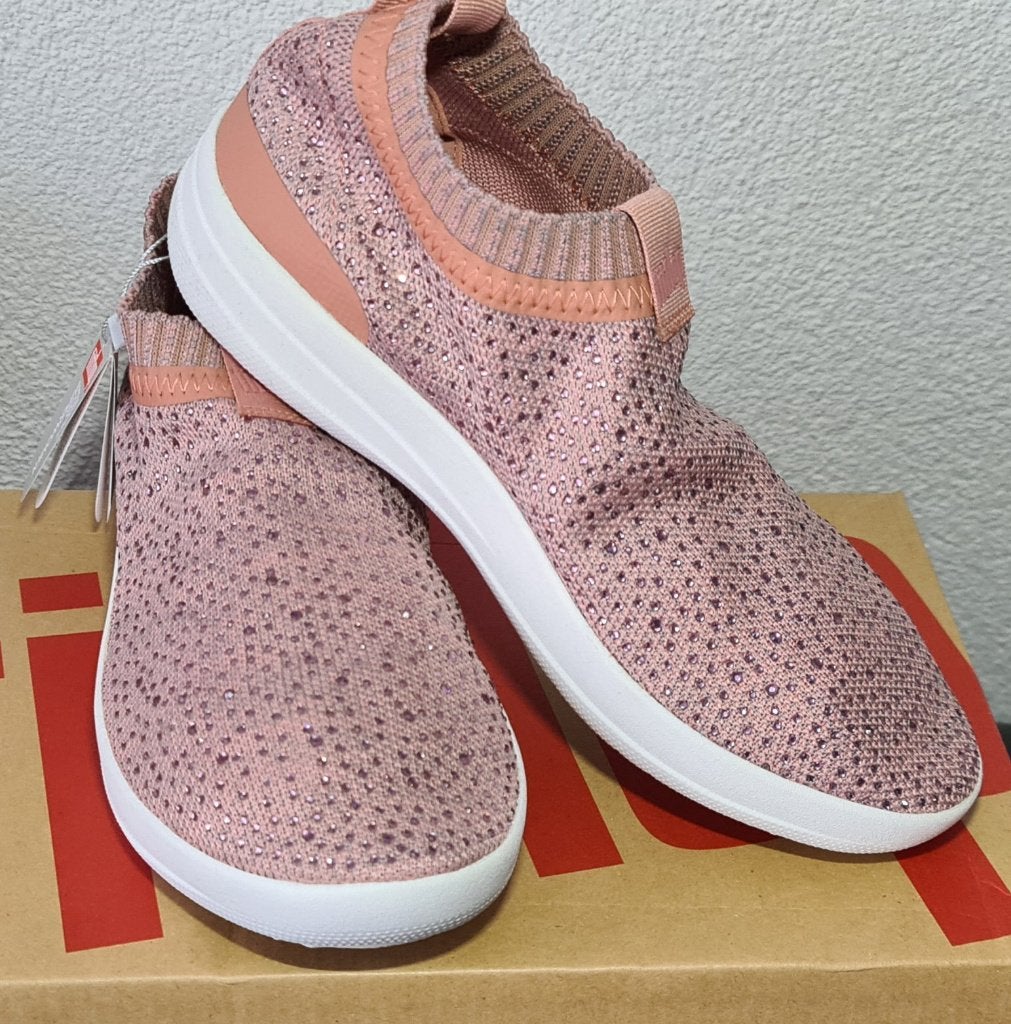 Fitflop roze slip-on sneakers met strass steentjes maat 38,5, Nieuw, Fitflop, Roze, Ballerina's