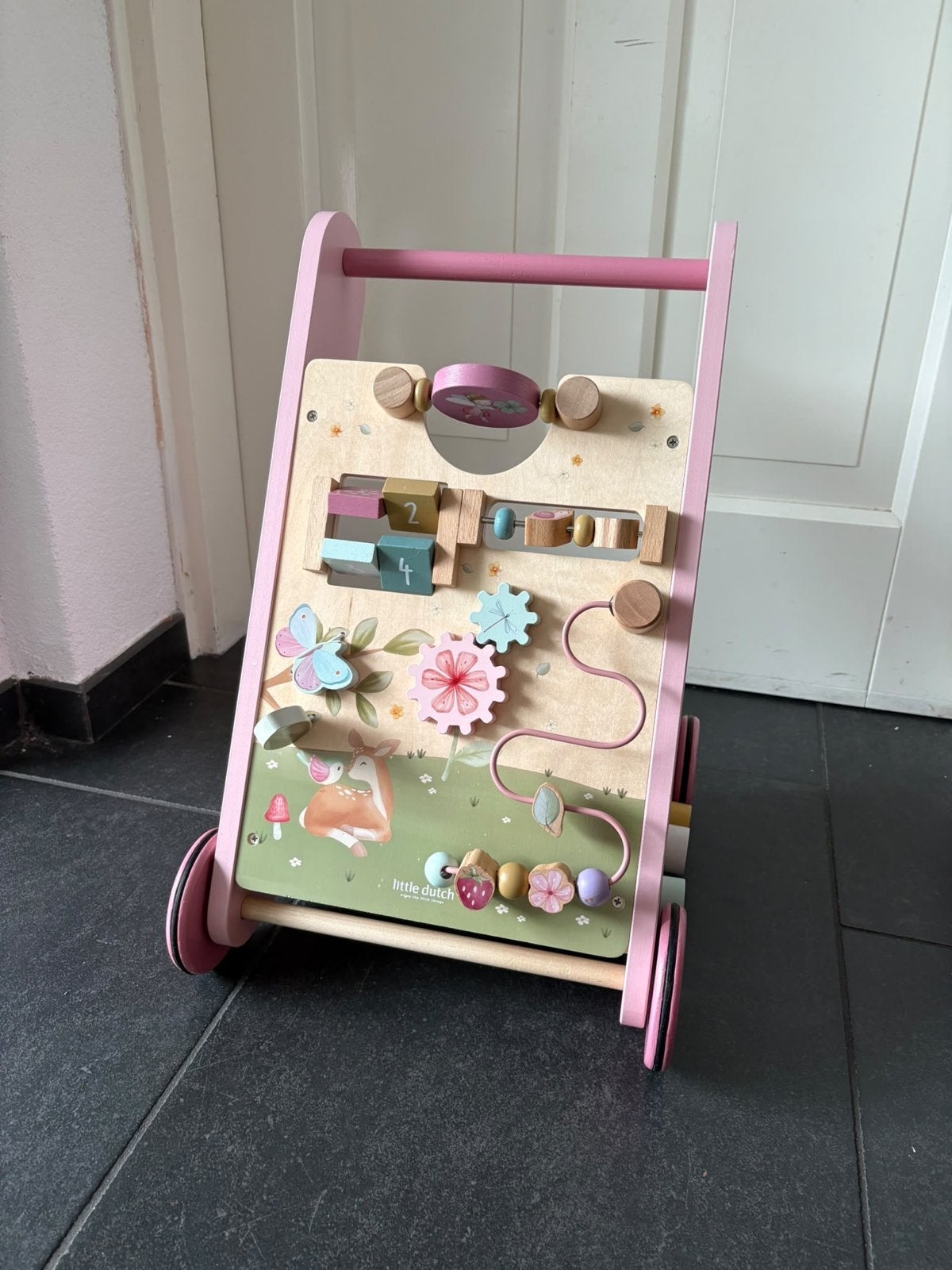Little Dutch Houten Loopwagen met Activiteitenbord roze, Ophalen, Zo goed als nieuw, Overige typen