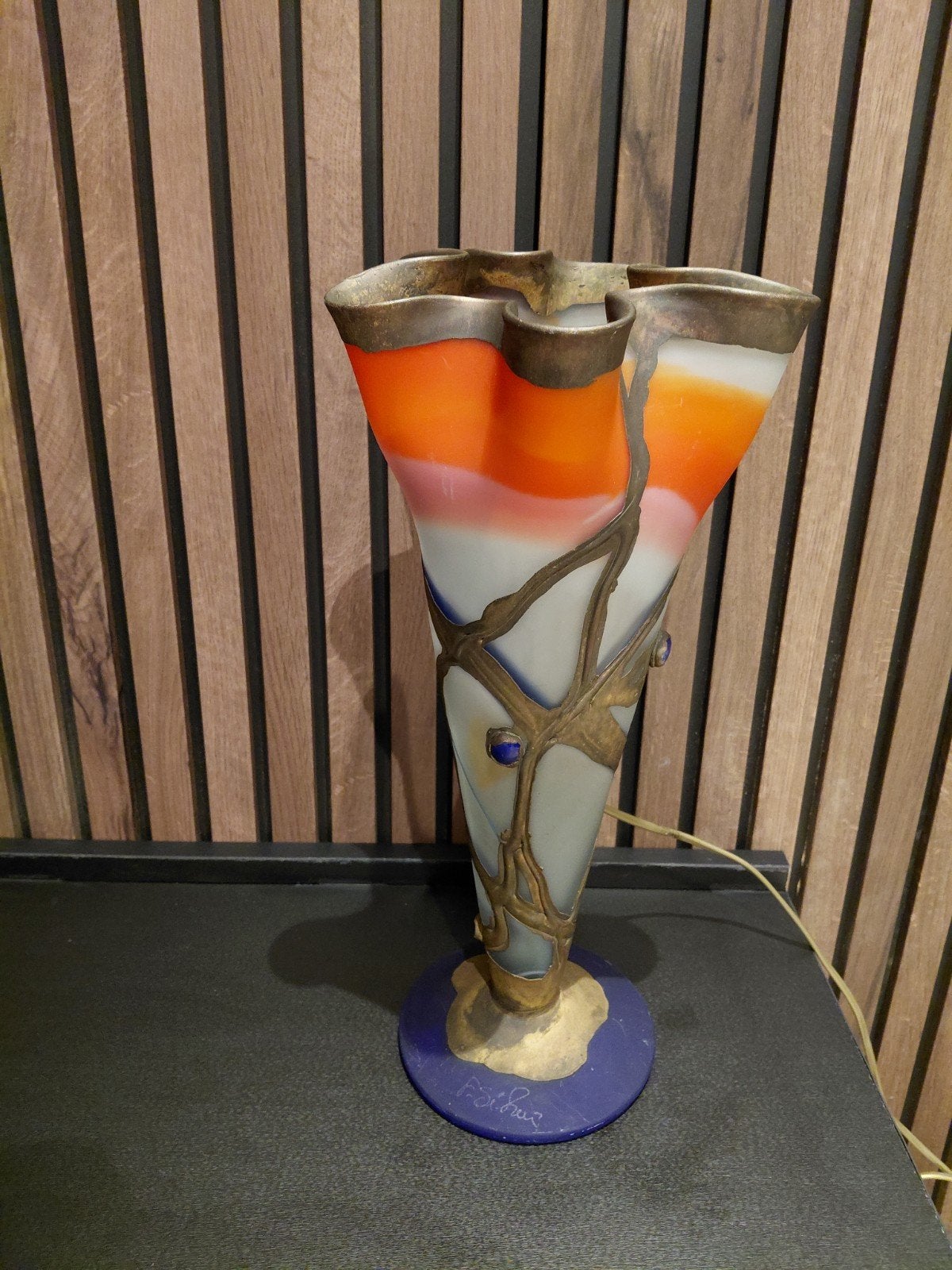 Vintage Pâte-de-Verre Lamp van F. Silviy, Ophalen of Verzenden
