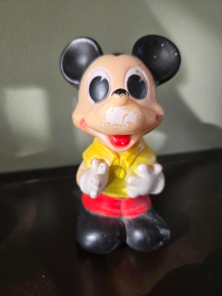 Vintage Walt Disney Mickey Mouse Pieppop Beeldje, Verzamelen, Disney, Ophalen of Verzenden, Mickey Mouse, Gebruikt, Beeldje of Figuurtje