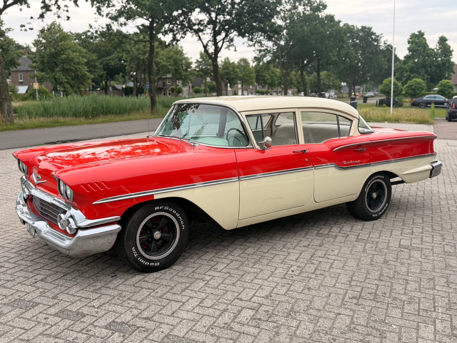 Chevrolet Delray 1958 in nette staat! beetje TLC nodig, Achterwielaandrijving, Overige kleuren, Leder en Stof, 6 stoelen