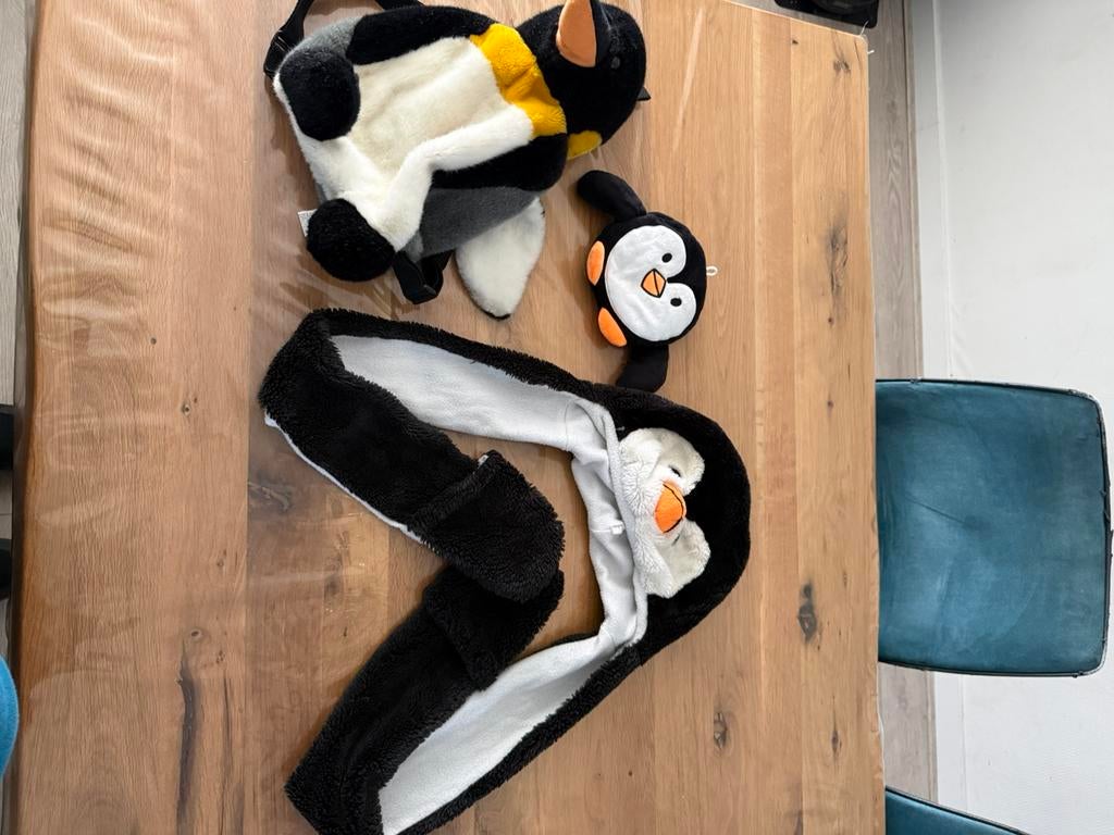 Pinguin, rugtas, kersenpit, muts handschoenen, Ophalen of Verzenden, Gebruikt