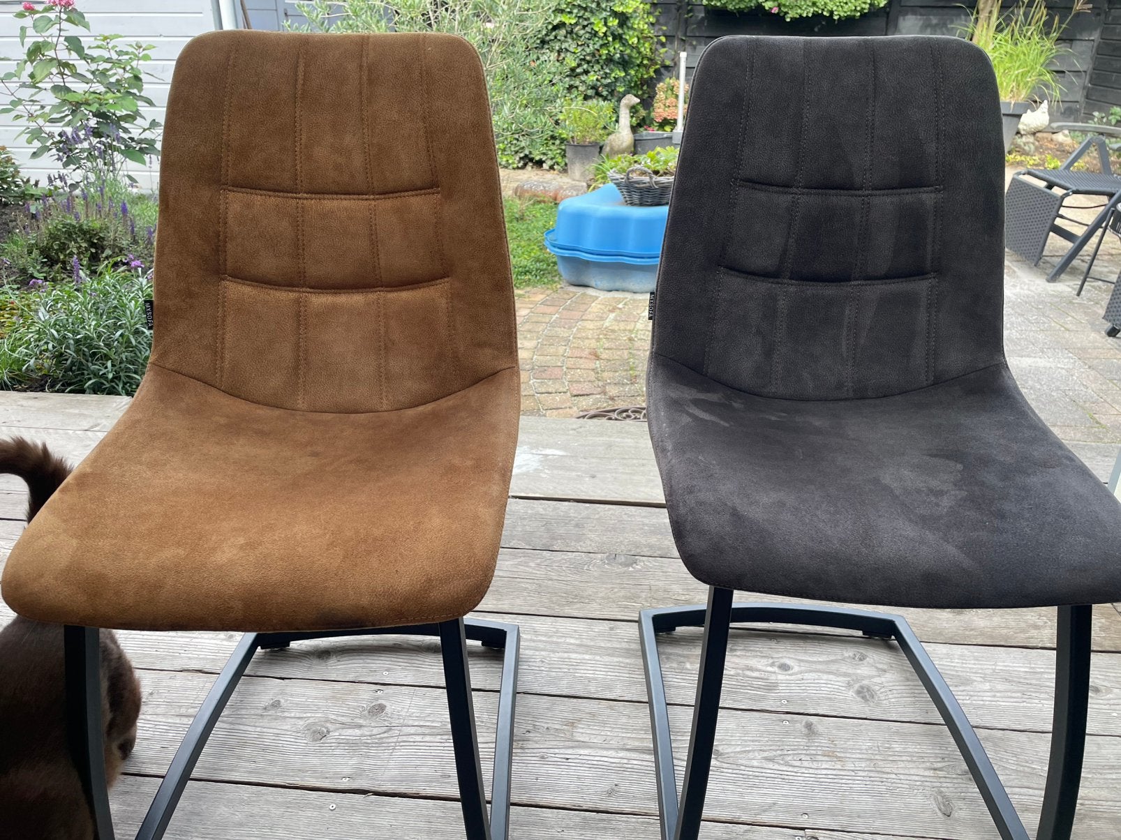Eetkamerstoelen,  6 stuks( 3 antraciet en 3 cognac), Huis en Inrichting, Stoelen, Ophalen, Overige materialen, Overige kleuren