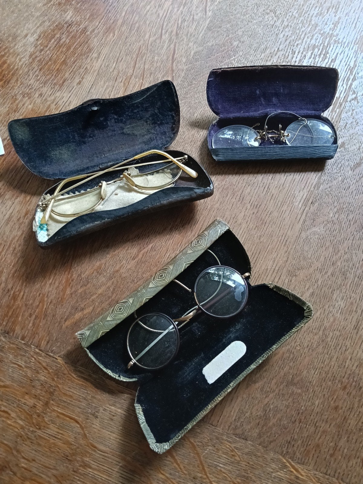 Antieke brillen met etuis - set van 3, Antiek en Kunst, Ophalen of Verzenden