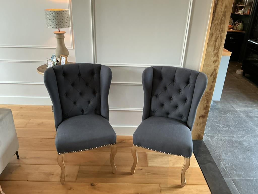 2 Landelijke stoelen Dubbelman Design, Ophalen, Gebruikt, Grijs, Vijf, Zes of meer stoelen