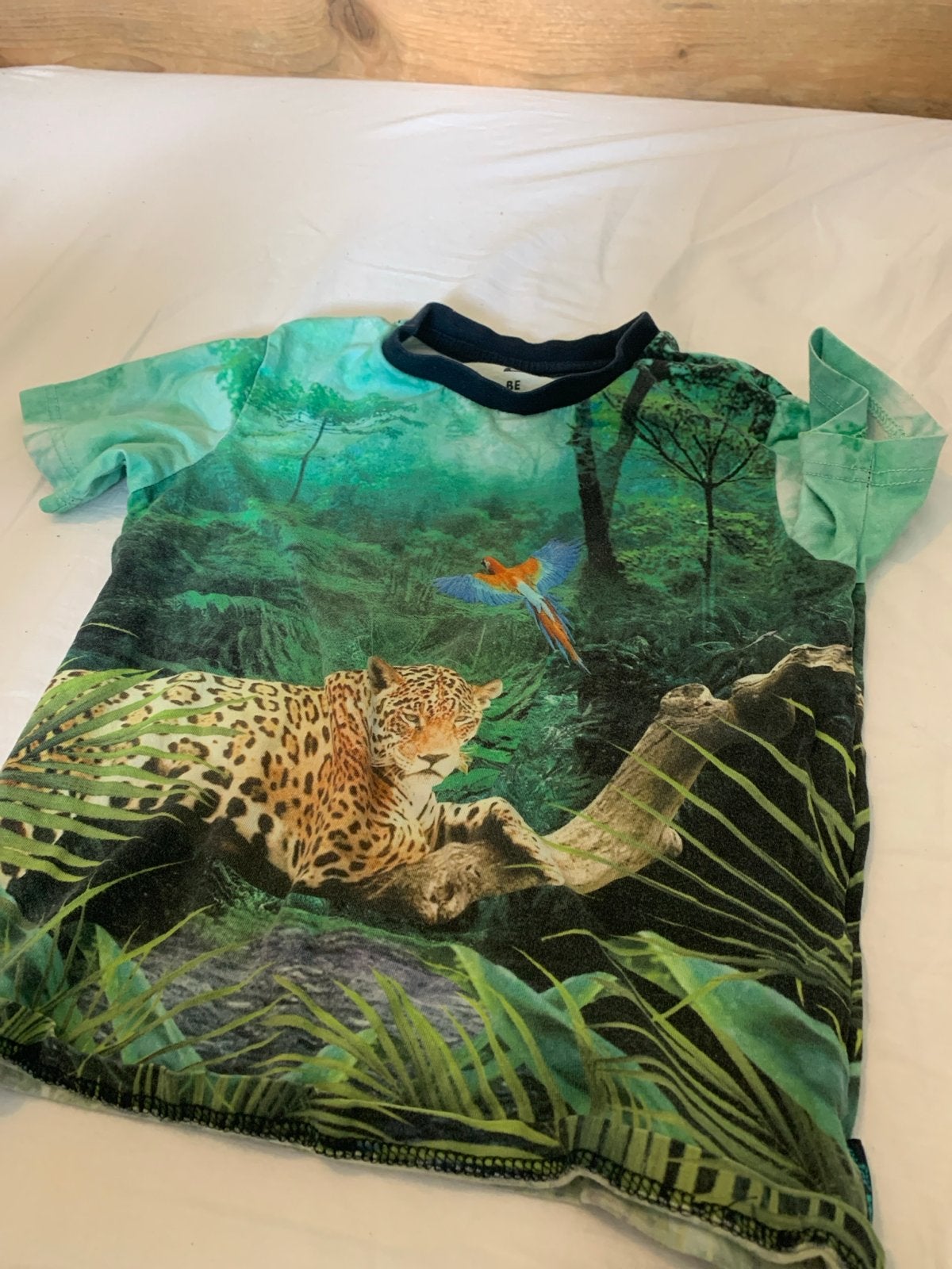 Stoer T-shirt met jungleprint en luipaard, maat 110/116, Ophalen, Gebruikt, Jongen, Shirt of Longsleeve