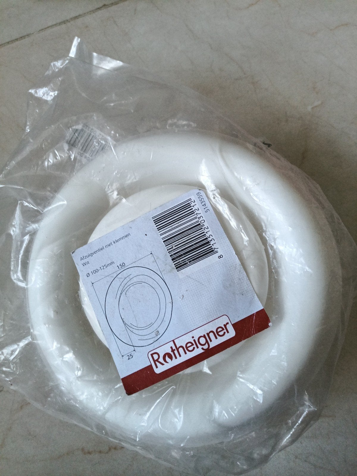 Nieuw Rotheigner Afzuigventiel Wit Ø 100-125mm, Ophalen of Verzenden, Nieuw, Afzuiger