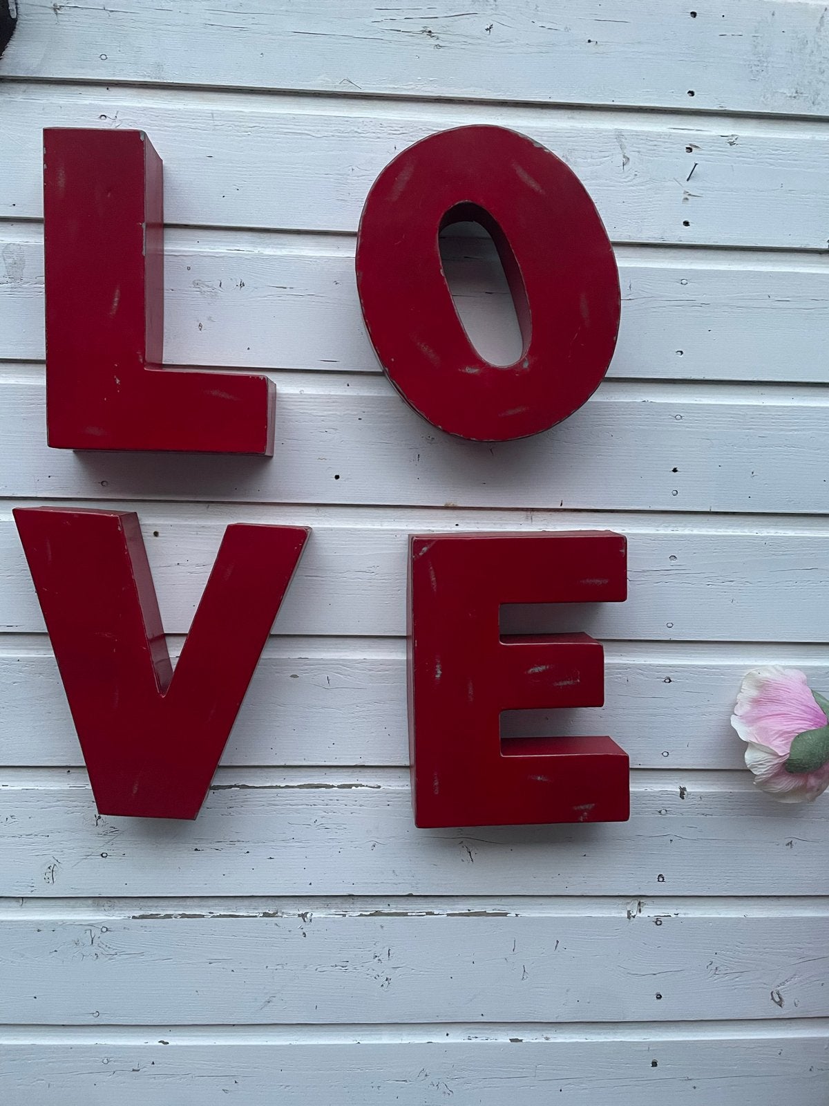 Decoratieve rode LOVE letters, Ophalen, Vintage, Gebruikt, Metaal
