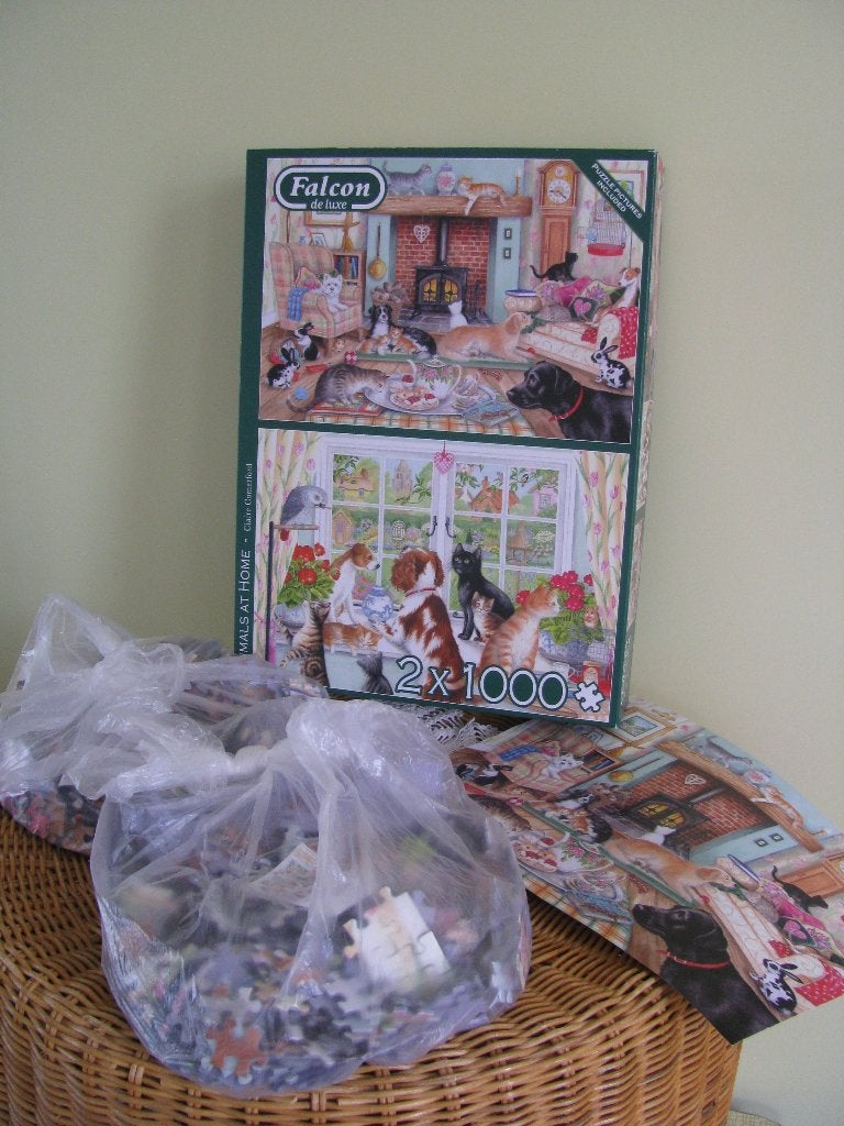 € 7.50 voor deze 2 puzzels * Falcon * huisdieren 🐈 🐶🐕 *, Ophalen of Verzenden, 500 t/m 1500 stukjes, Zo goed als nieuw, Legpuzzel