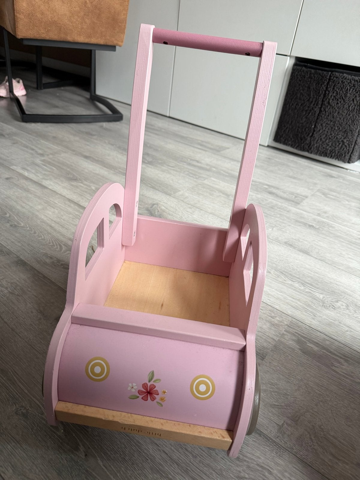 Little Dutch Houten Loopwagen Roze met Bloemen, Kinderen en Baby's, Ophalen of Verzenden, Gebruikt, Meisje