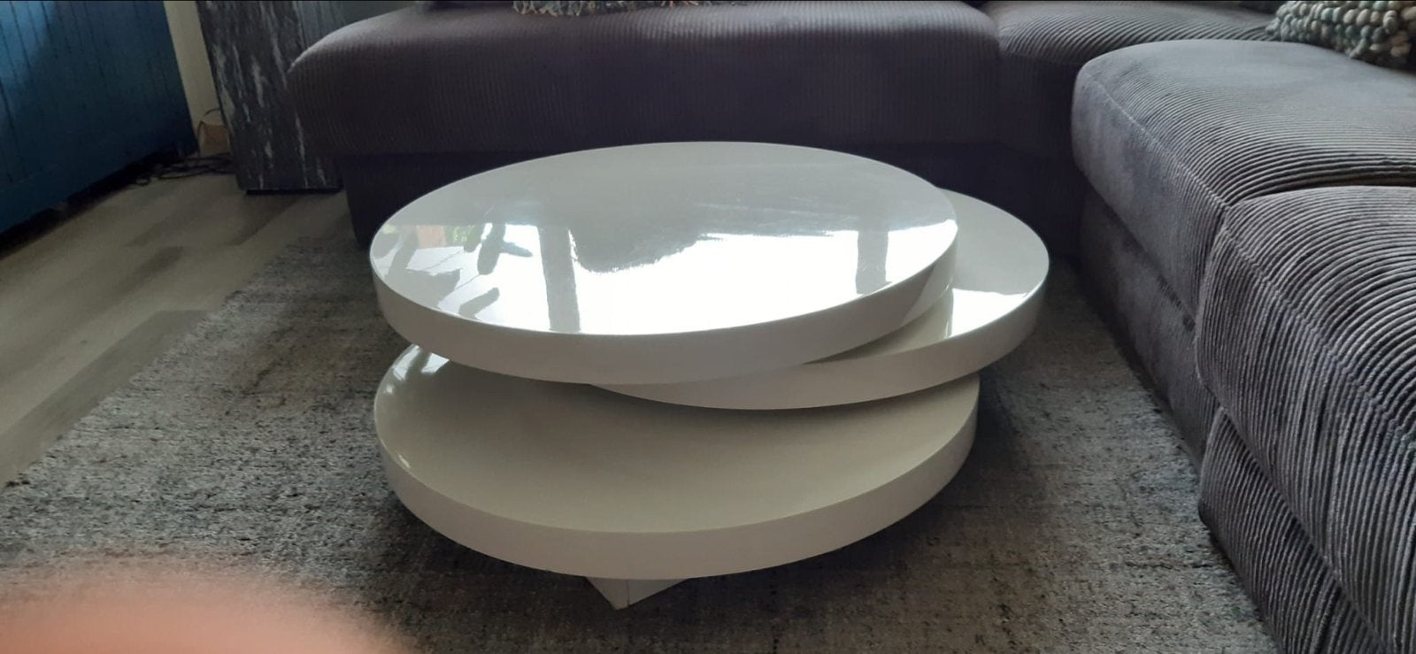 Salontafel wit hoogglans, draaibaar design, Huis en Inrichting, Tafels | Salontafels, Ophalen, Overige materialen, Rond, 50 tot 100 cm
