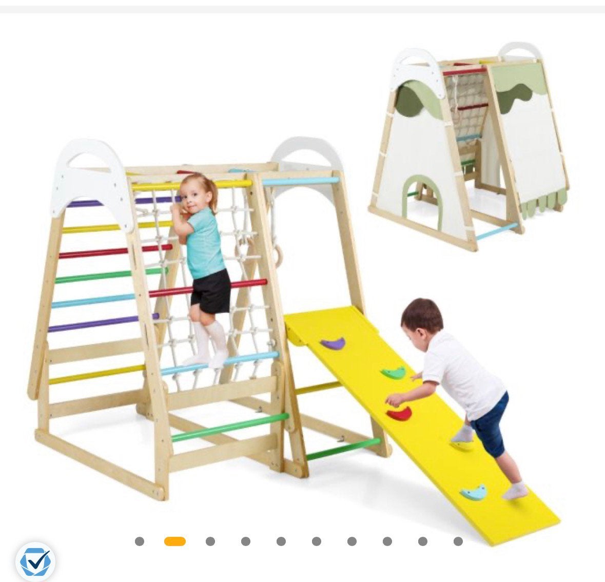 Houten Klimrek met Glijbaan en Klimnet voor Kinderen, Ophalen of Verzenden, Zo goed als nieuw, Glijbaan