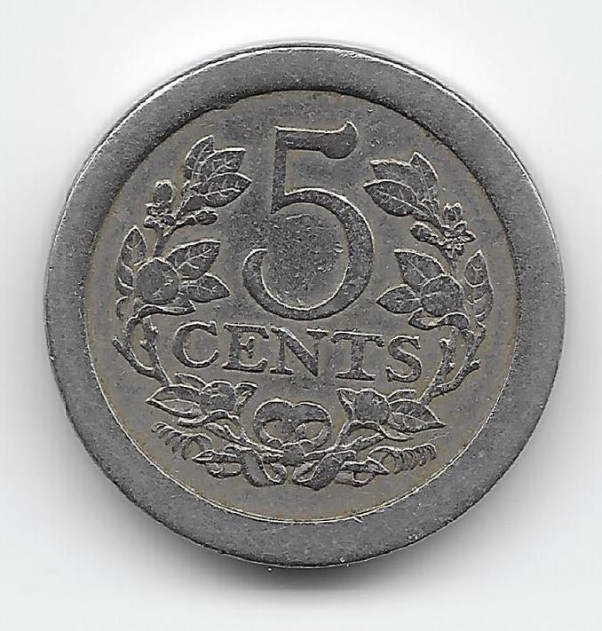 Nederland 5 cent 1908 KM# 137, Postzegels en Munten, Munten | Nederland, Verzenden, Koningin Wilhelmina, 5 cent, Losse munt