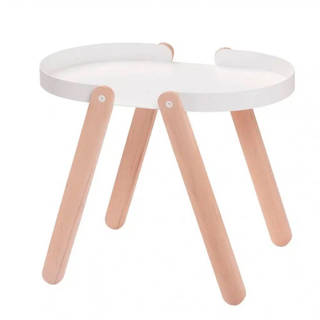 Puik – Tepsi Table – White bijzettafel, 55 tot 75 cm, Zo goed als nieuw, Ovaal, Hout