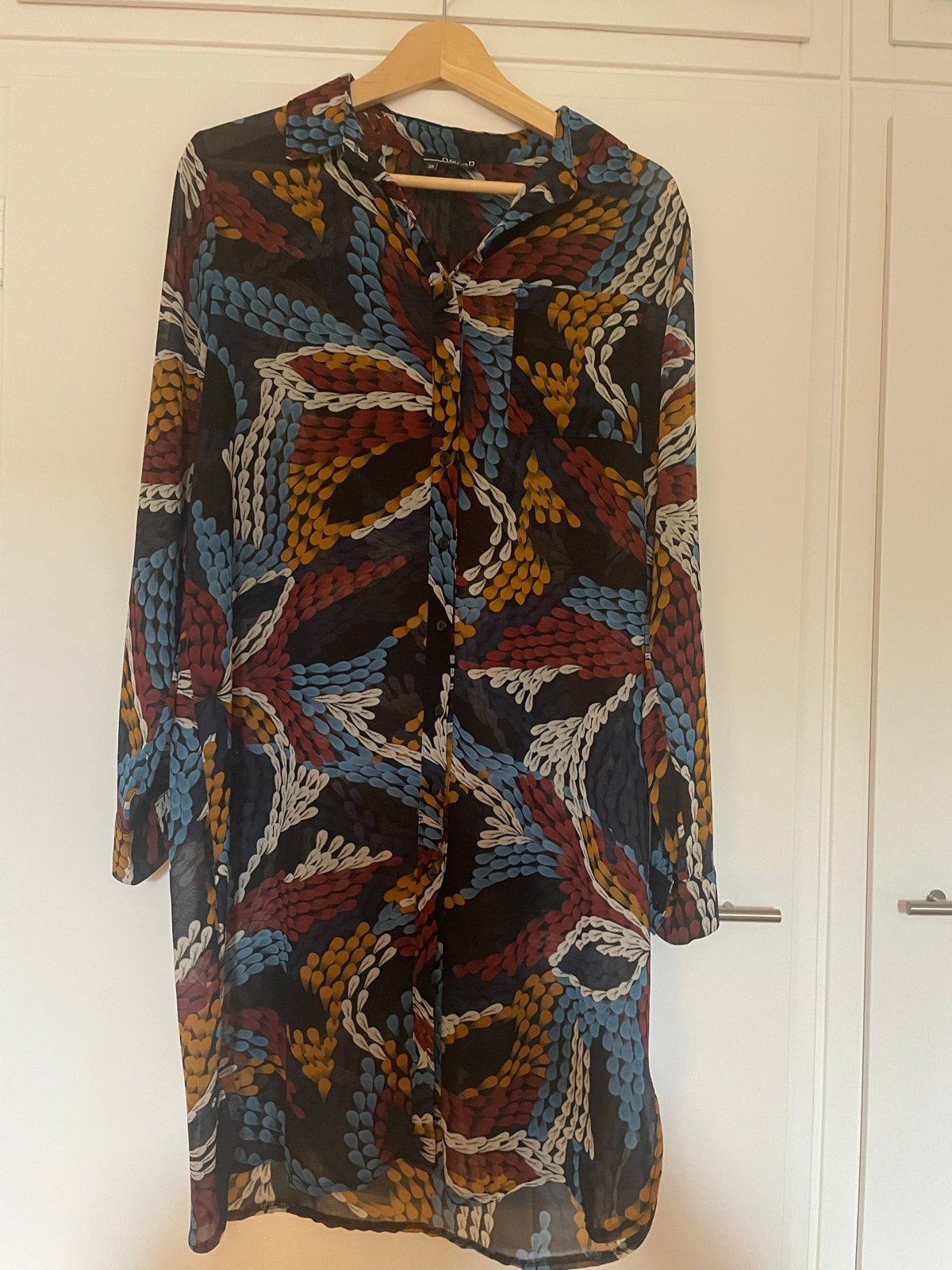 Norah jurk blouse met kleurrijke print - Maat 38, Kleding | Dames, Jurken, Maat 38/40 (M), Meerkleurig, Ophalen of Verzenden, Gedragen