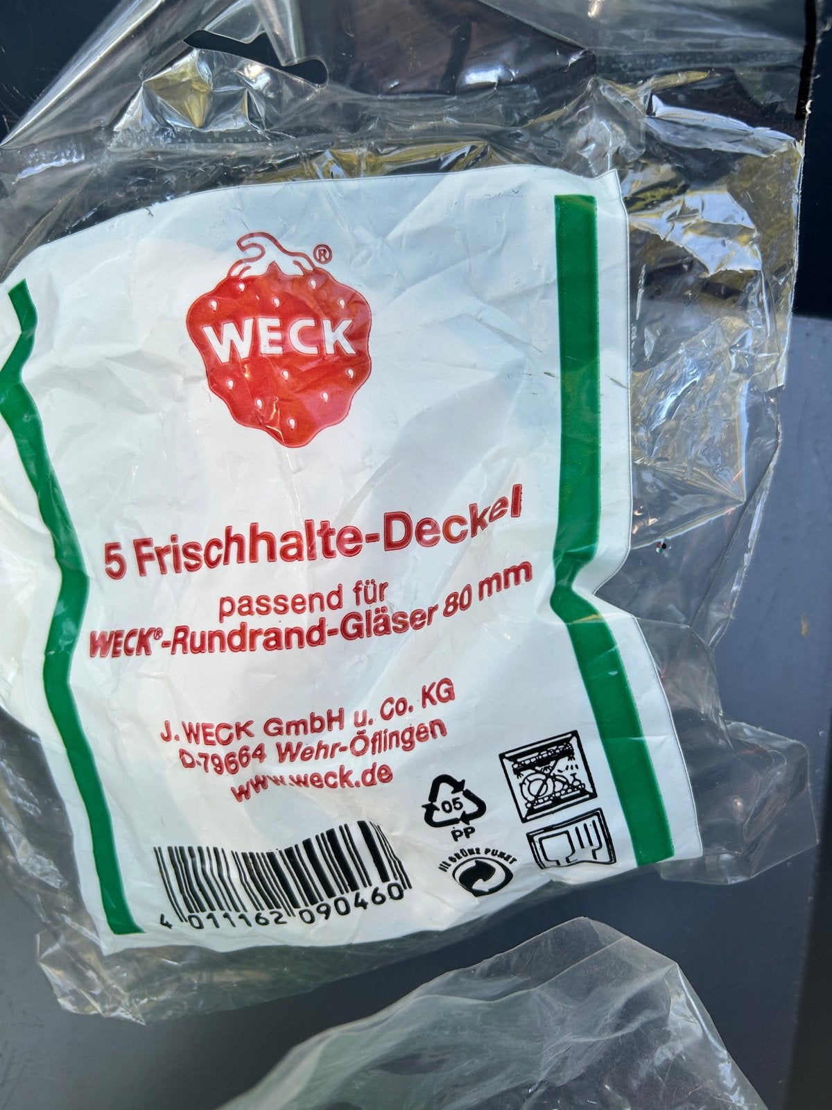 WECK Vershouddeksels 80mm - 5 stuks per verpakking, Overige typen, Kunststof, Nieuw, Ophalen of Verzenden