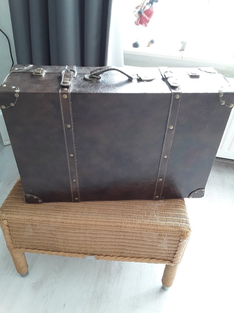 Vintage bruin leren koffer, Ophalen, Gebruikt, Leer