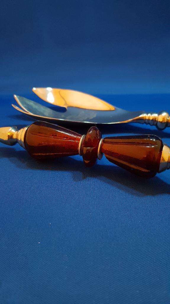 Vintage slabestek slacouvert, lepel en vork. Bijzonder! 3A20, Ophalen of Verzenden