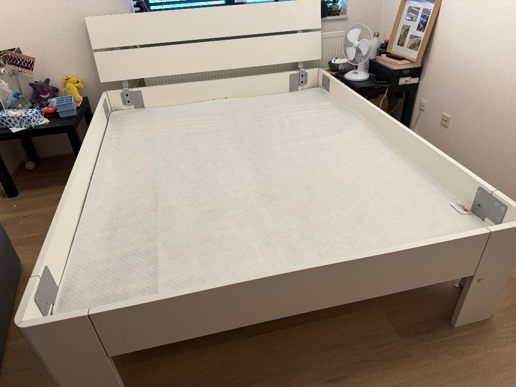 Tweepersoonsbed 160 x 200 incl. lattenbodems, Ophalen, Wit, Tweepersoons, Zo goed als nieuw