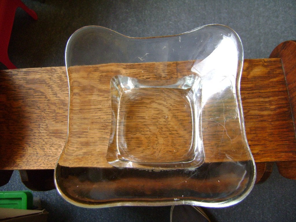 Vierkante glazen fruitschaal(zie omschrijving), Schaal, Vierkant, Ophalen of Verzenden, Glas