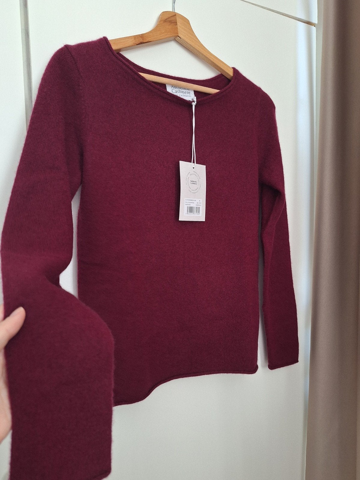 Authentic Cashmere bordeaux rode trui met boothals maat S, Verzenden, Maat 36 (S), Rood, Nieuw